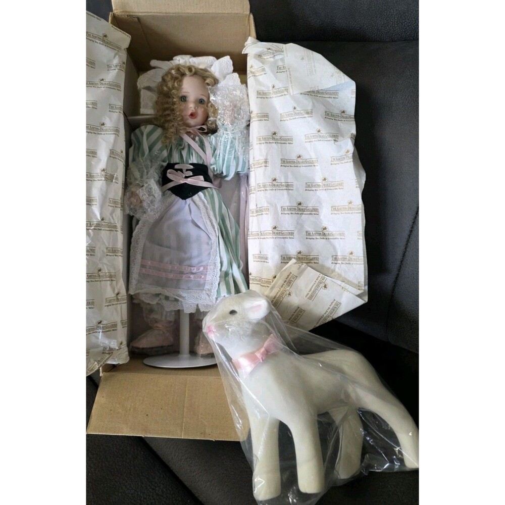 Ashton Drake Galleries Little Bo Peep Porcelain Doll with Lamb Parasol